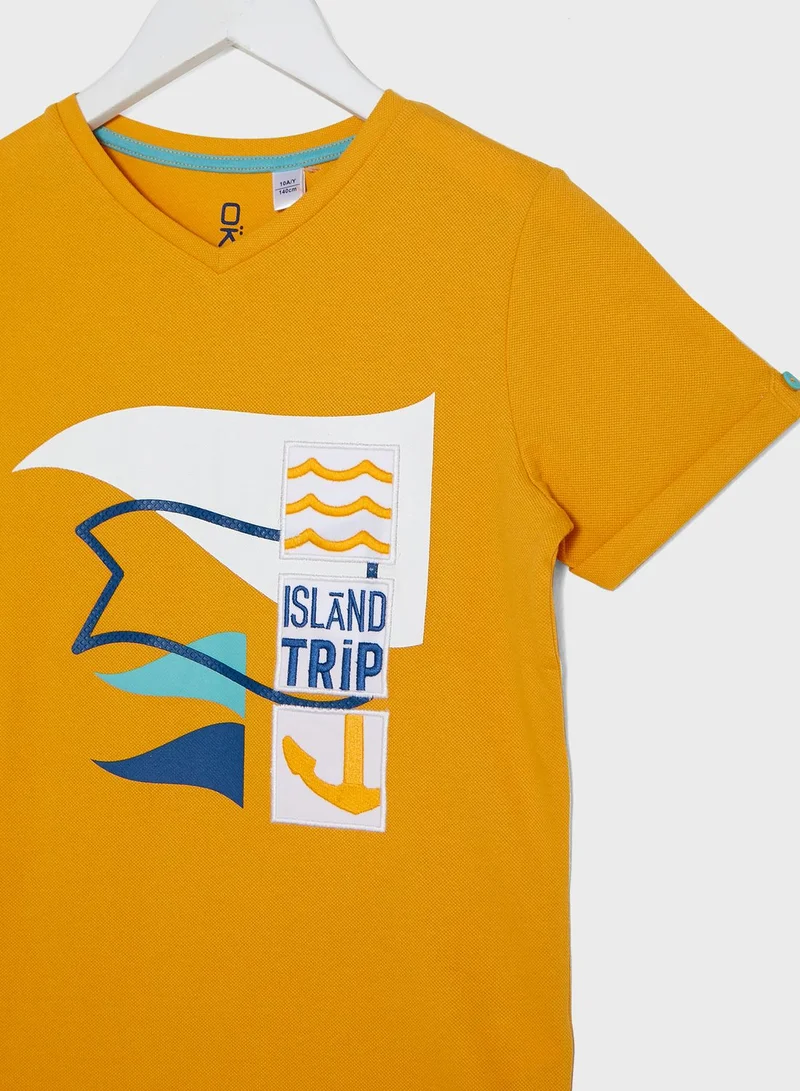 Okaidi Obaibi Kids Graphic Crew Neck T-Shirt