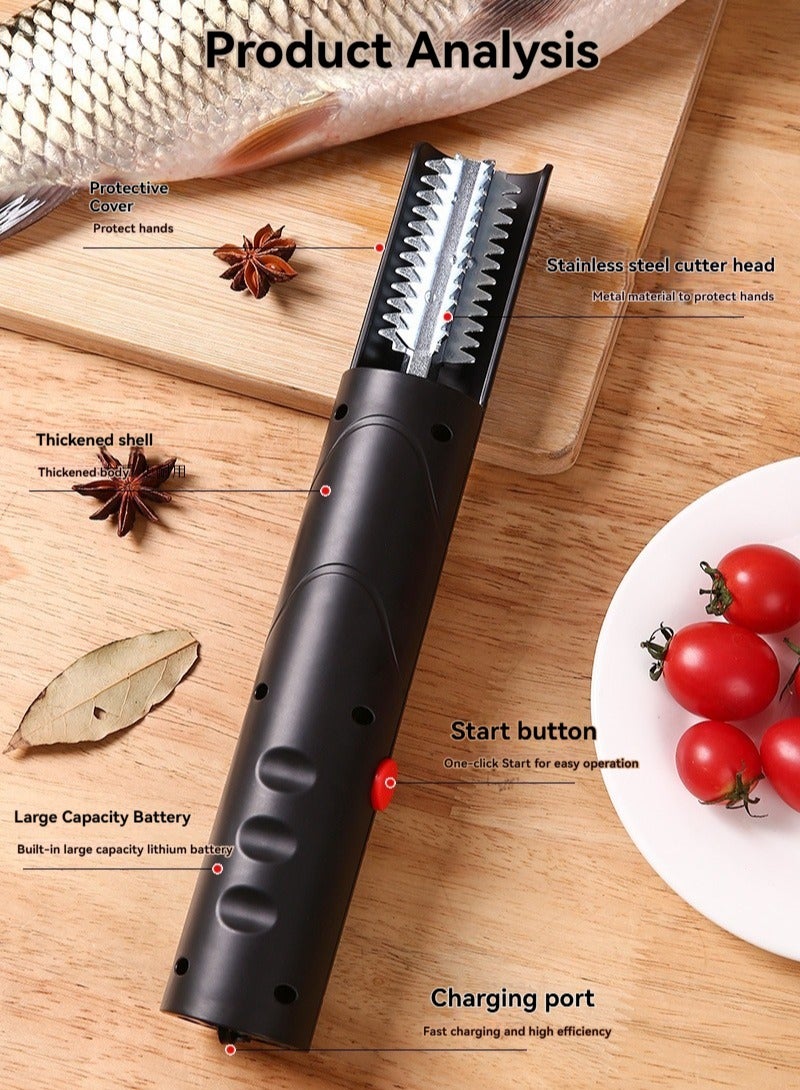 M MIAOYAN Electric Fish Scale Remover, Handheld Rechargeable Automatic Descaler with Stainless Steel Blade, Household & Commercial Use - Image 2