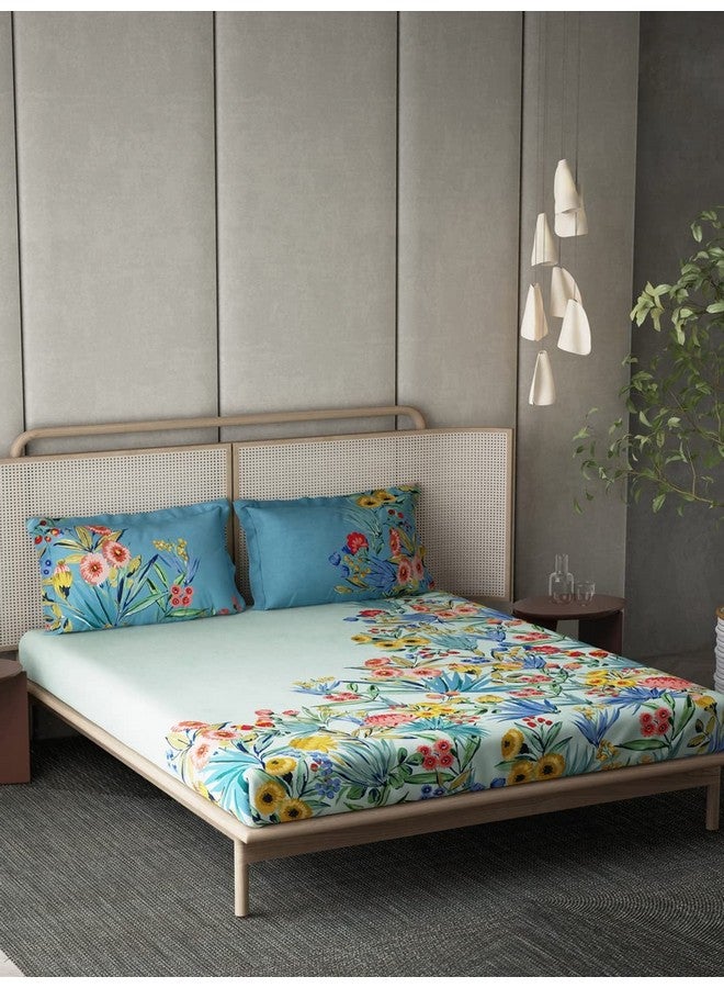 DDECOR Live beautiful DDECOR - Pack of 1 Floral Double Bedsheet with 2 Pillow Covers - Multi  - Image 1