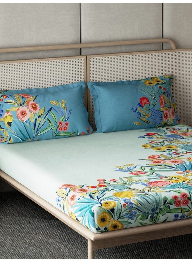 DDECOR Live beautiful DDECOR - Pack of 1 Floral Double Bedsheet with 2 Pillow Covers - Multi  - Image 2