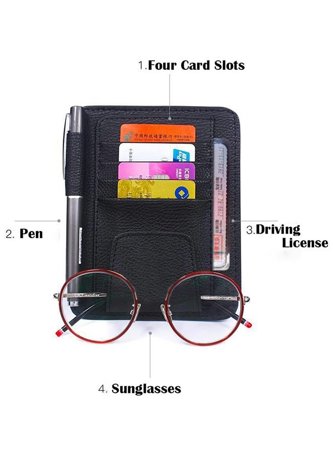 Lemon Small Leather Sun Visor Organizer for Car and Truck, Sunglass Holder, Card Sleeve Pocket, Document Holder for Registration, Driving License, Insurance, Pen, Chapstick - Image 3