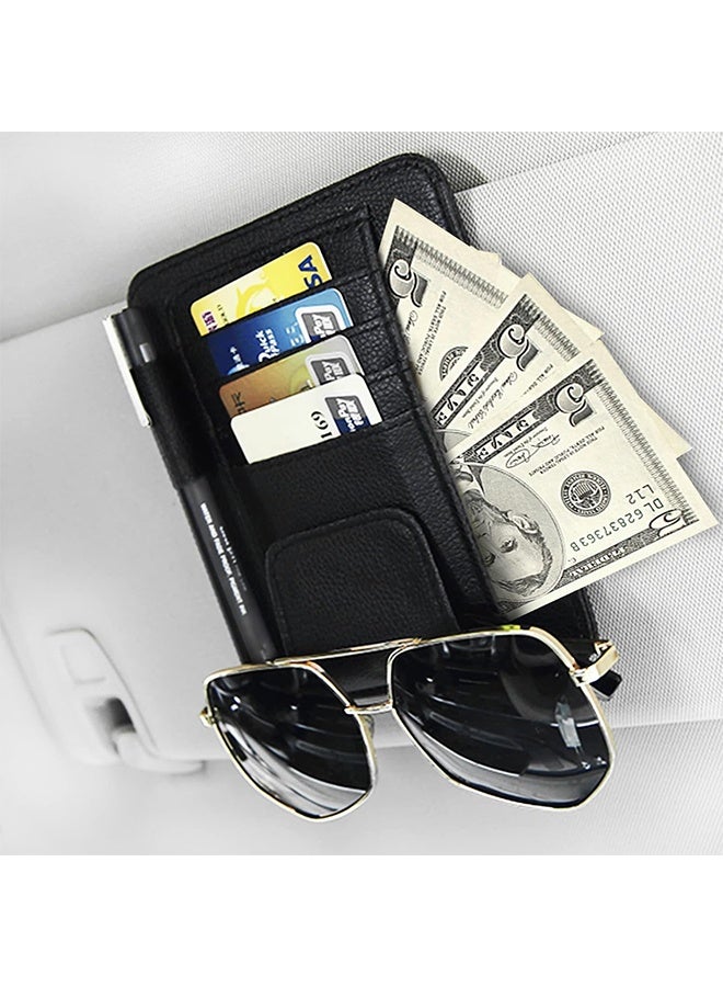 Lemon Small Leather Sun Visor Organizer for Car and Truck, Sunglass Holder, Card Sleeve Pocket, Document Holder for Registration, Driving License, Insurance, Pen, Chapstick - Image 2