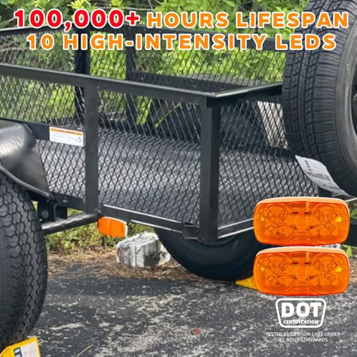 NEW SUN® 5 Pcs Amber 10-LED Trailer Side Marker Light, 4x2 Rectangular Surface Mount, High Brightness for Camper, Trucks, Rvs, 12V, Waterproof, Bullseye/Tiger Eye/Double Bubble Dsign Clearance Light - Image 5