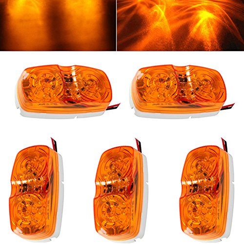 NEW SUN® 5 Pcs Amber 10-LED Trailer Side Marker Light, 4x2 Rectangular Surface Mount, High Brightness for Camper, Trucks, Rvs, 12V, Waterproof, Bullseye/Tiger Eye/Double Bubble Dsign Clearance Light - Image 1