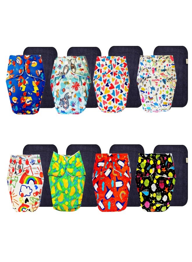 Dumbledo Premium Cloth Diaper with Black Insert (Pack of 8) | Soft & Gentle | Reusable & Washable | Quick Dry | Designed by Moms | 3 Months - 3 Years | Unisex Baby - Image 1
