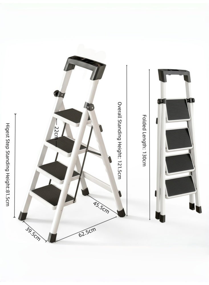 Zanotta Foldable Ladder 4 Steps, Home Folding Step with Tool Holder, Wide Anti-Slip Pedal, Adults Sturdy Steel Ladder for Home Kitchen Garden Office - Image 3