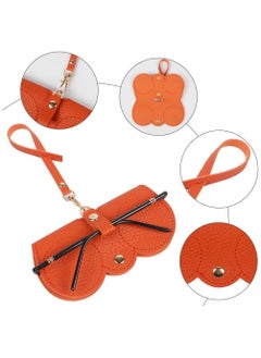 Healife Fashion Soft Eyeglasses Bag, Slim Portable Eyeglasses Case Sunglasses Pouch with Lanyard, Scratch Resistant Soft PU Leather Sunglasses Case Travel Eyeglasses Case (Black + Orange)  - Image 3