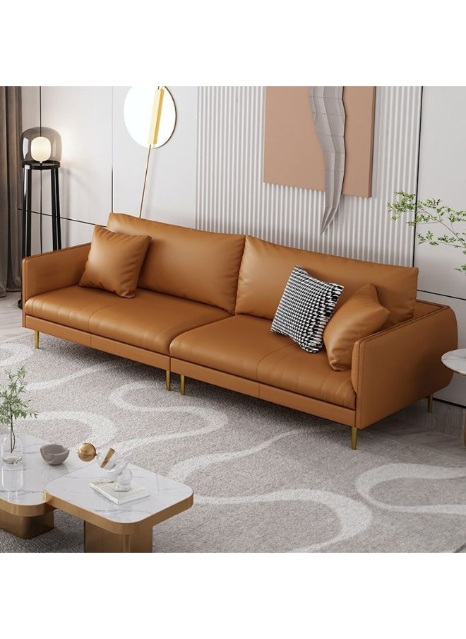 DIVINE FURNITURE Luxury Ink Faux Leather Sofa with 3 Pillows  - Image 3