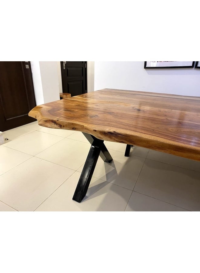 Dining Table Acacia Wood Industrial style - U Shape Legs - with 1 Bench - 120x300 cm 3.9x9.8 ft