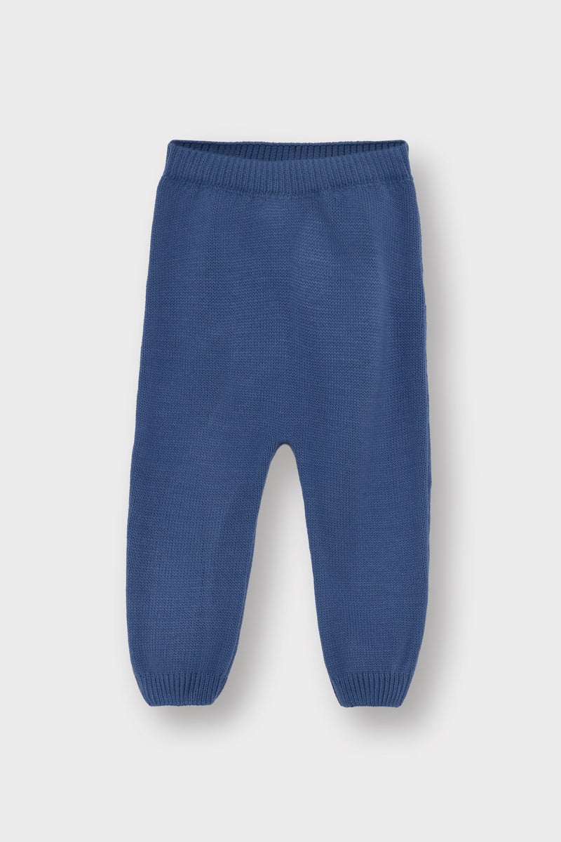 DeFacto Blue BabyBoy Baby Boy 2 piece Regular Fit Stripped Knit Pullover and Pants Set Casual - Image 2