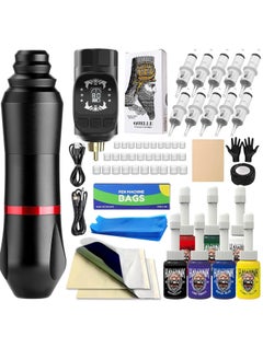 Hawink Tattoo Kit-HAWINK Wireless Rotary Tattoo Gun Machine with Wireless Tattoo Power Supply LCD digital 3.7V Lithium Battery 1600mAh Tattoo Battery 1Pcs 7 inks HWP6KITP155-1  - Image 1