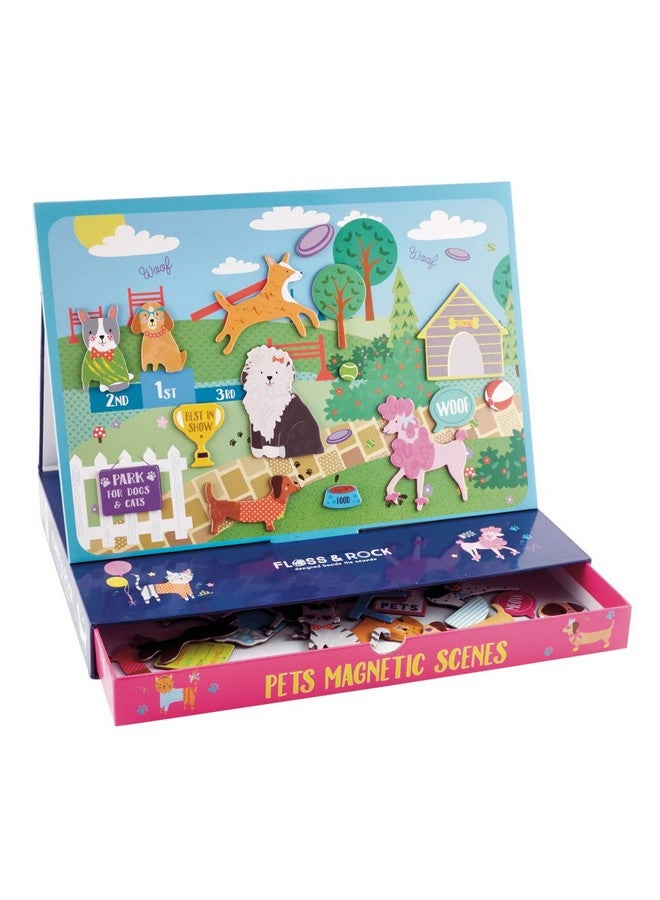 Floss & Rock “Pets” 50 pc Magnetic Dress Up Doll Playset-Educational Shape Sorting Game- Dog & Cat Show Scene Book for Toddlers- S.T.E.M. Ages 3+ Montessori Toys for Toddlers Ages 3+ Preschool Creativity Set - Image 2