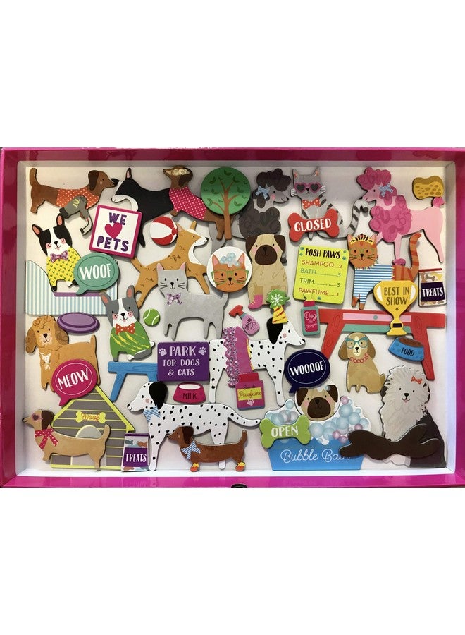 Floss & Rock “Pets” 50 pc Magnetic Dress Up Doll Playset-Educational Shape Sorting Game- Dog & Cat Show Scene Book for Toddlers- S.T.E.M. Ages 3+ Montessori Toys for Toddlers Ages 3+ Preschool Creativity Set - Image 5