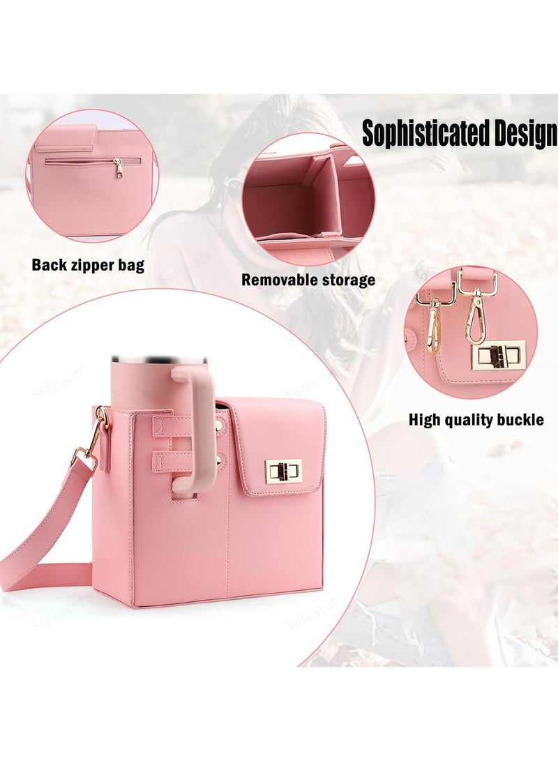 CMGTYYD Purse Cup Holder Bag for Stanley, Outdoor Portable Crossbody Water Bottle Carrier with Storage Pocket, Convenient Water Cup Bag for Women on the Go - Image 2