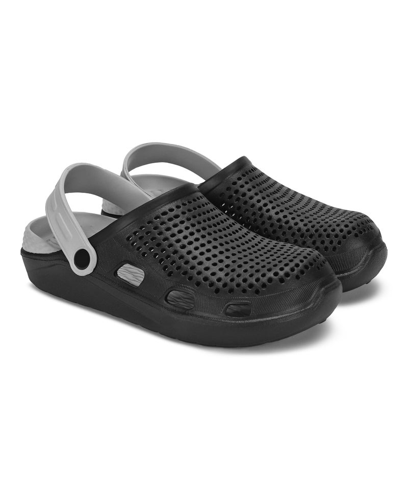 PARAGON EVK10916G Stylish Clogs for Men | Water Ressistant, Lightweight, Comfortable, Durable Clogs with Adjustable Heel Strap | Easy Wash | Ideal for Outdoor Use Black-Grey - Image 5