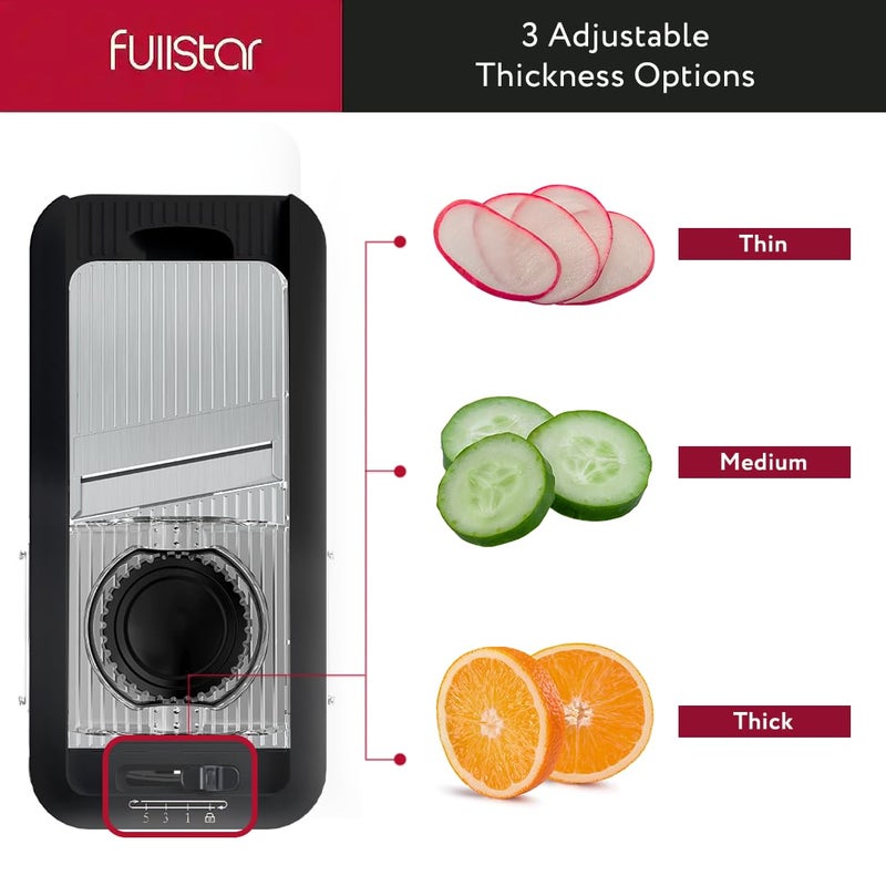 Fullstar فولستار آلة تقطيع الخضار 6 في 1، آلة تقطيع الماندولين ومبشرة الجبن - آلة تقطيع البطاطس المقلية ومكعبات الخضار - آلة تقطيع الجبن - تشمل آلة لف الحلزوني اليدوية كهدية - Image 5
