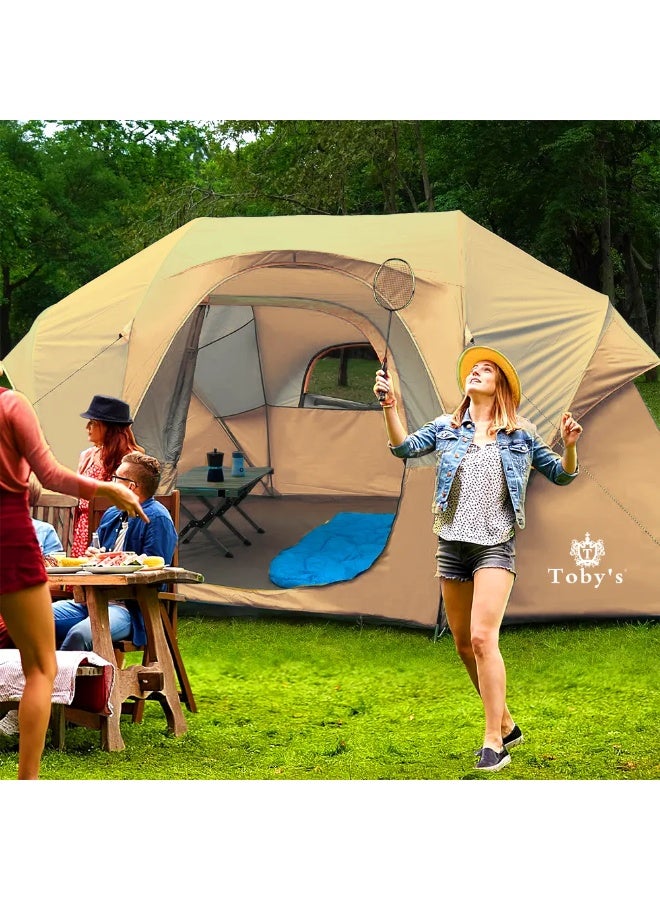 توبيز خيمة توبي للتخييم من 8 إلى 12 شخصًا، خيمة عائلية مقاومة للعوامل الجوية، نافذتان شبكيتان كبيرتان، طبقتان، ستارة مقسمة لغرفة منفصلة، ​​محمولة مع حقيبة حمل (كبيرة) - Image 2