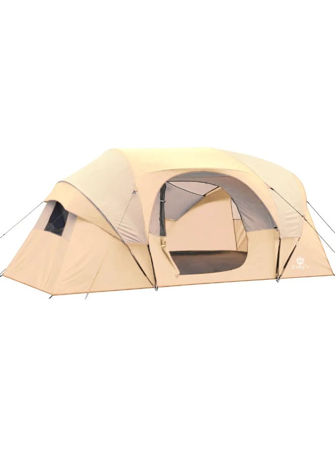 توبيز خيمة توبي للتخييم من 8 إلى 12 شخصًا، خيمة عائلية مقاومة للعوامل الجوية، نافذتان شبكيتان كبيرتان، طبقتان، ستارة مقسمة لغرفة منفصلة، ​​محمولة مع حقيبة حمل (كبيرة) - Image 1
