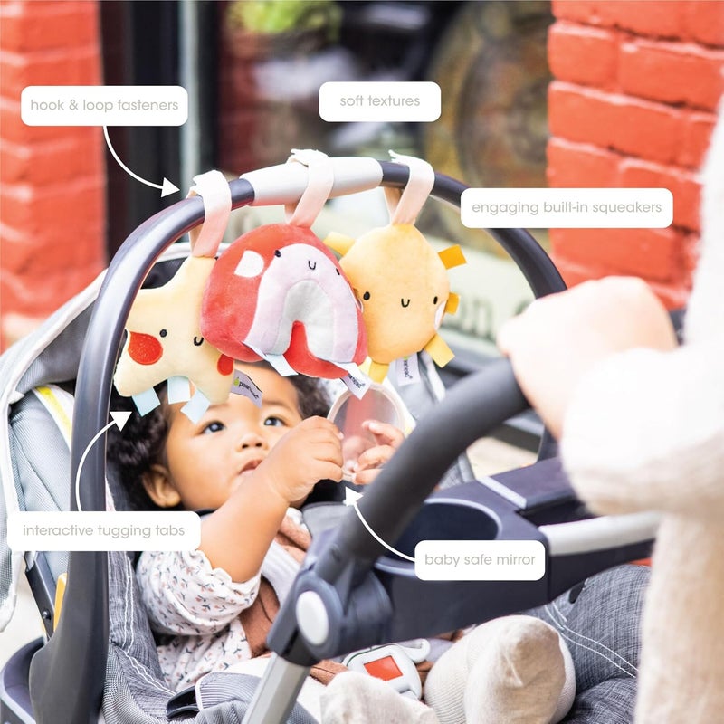 Pear Head Rainbow Sun and Stars Stroller Toys, Plush Corduroy Baby Travel Car Seat Accessories, Hanging Interactive Sensory, Gender-Neutral Newborn Gifts, Set of 3 - Image 2