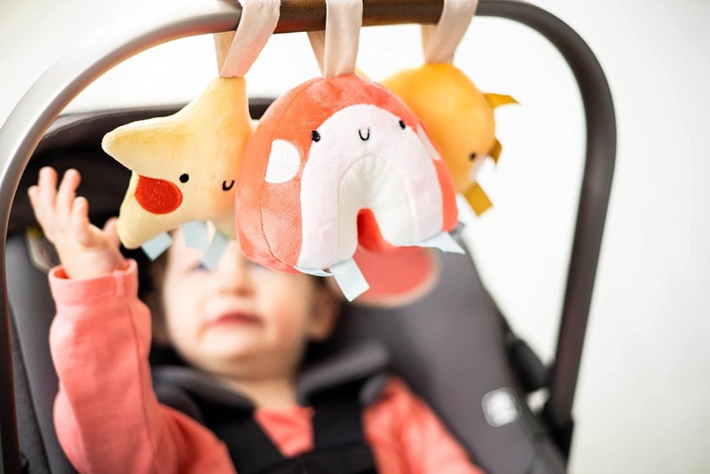 Pear Head Rainbow Sun and Stars Stroller Toys, Plush Corduroy Baby Travel Car Seat Accessories, Hanging Interactive Sensory, Gender-Neutral Newborn Gifts, Set of 3 - Image 4