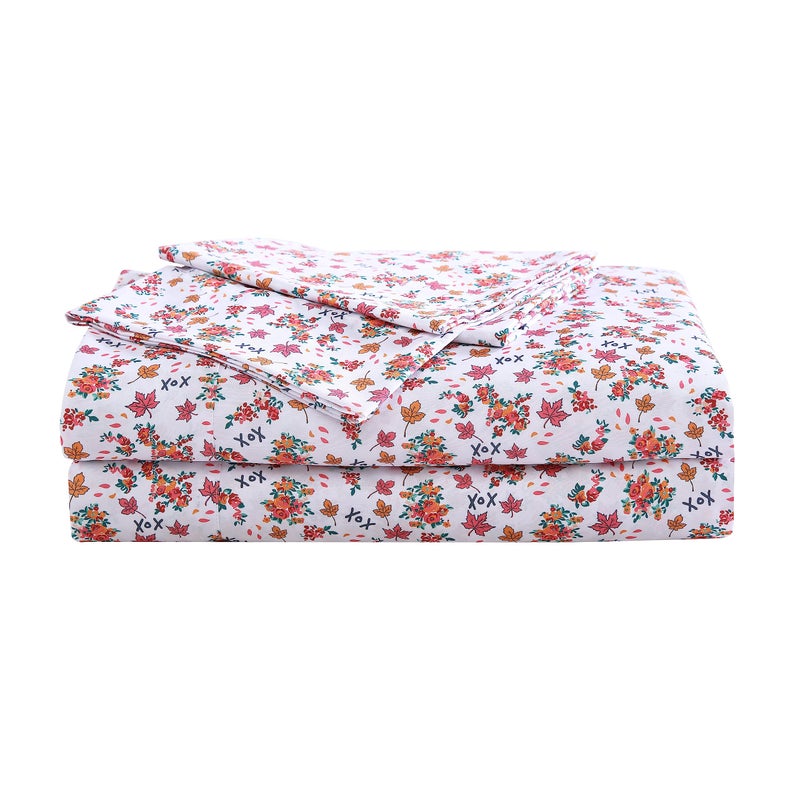 Betsey Johnson - Twin Sheet Set  Soft & Lightweight Bedding  Fade & Wrinkle Resistant (Fall Foliage Pink  Twin) - Image 1