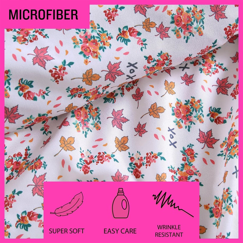 Betsey Johnson - Twin Sheet Set  Soft & Lightweight Bedding  Fade & Wrinkle Resistant (Fall Foliage Pink  Twin) - Image 4