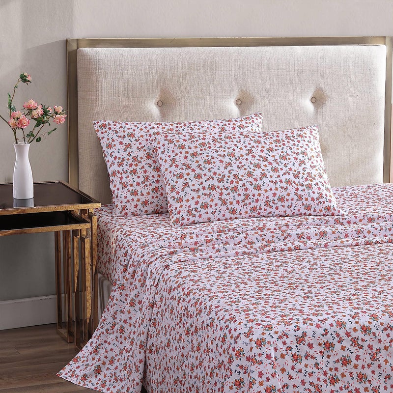 Betsey Johnson - Twin Sheet Set  Soft & Lightweight Bedding  Fade & Wrinkle Resistant (Fall Foliage Pink  Twin) - Image 2