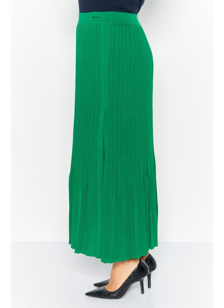 ESPRIT - Women Textured Casual Maxi Skirt, Green - Image 1