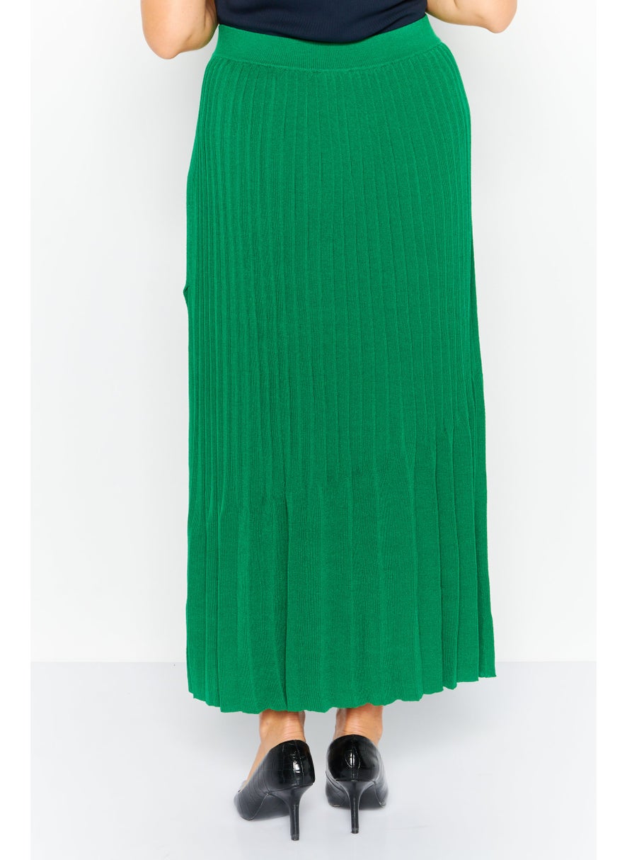 ESPRIT - Women Textured Casual Maxi Skirt, Green - Image 1