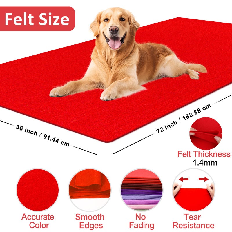 XSEINO Red Large Felt Fabric 72" X 36 "(2 Square Yards), 1.4 mm Thick Soft Felt Fabric Sheet for Crafts, Red Series Colors Soft Nonwoven Fabric, Fit for Decoration, Sewing, DIY Crafts - Image 2