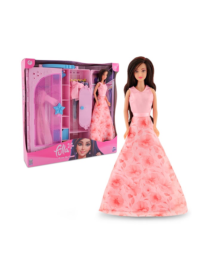 Fulla Doll With Dress-Up Closet, Mix-And-Match Outfits, Storage Compartments Pretend Play Fashion Wardrobe For Girls- Inspires Creativity And Storytelling For Kids Age 3+, Perfect For Eid Gifting  - Image 1