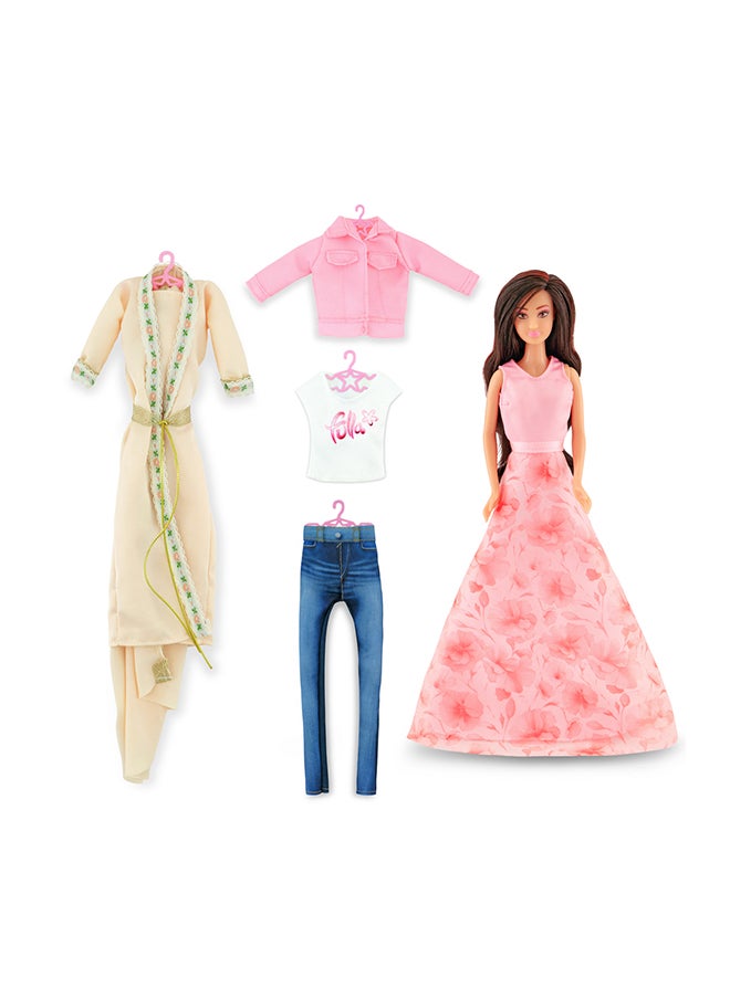 Fulla Doll With Dress-Up Closet, Mix-And-Match Outfits, Storage Compartments Pretend Play Fashion Wardrobe For Girls- Inspires Creativity And Storytelling For Kids Age 3+, Perfect For Eid Gifting  - Image 5