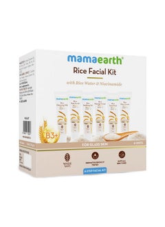 Mamaearth Rice Facial Kit With Rice Water & Niacinamide For Glass Skin 60 G Salonlike Glowing Skin In 6 Easy Steps Improves Skin Texture Instant Glow Suitable For All Skin Types  - Image 1