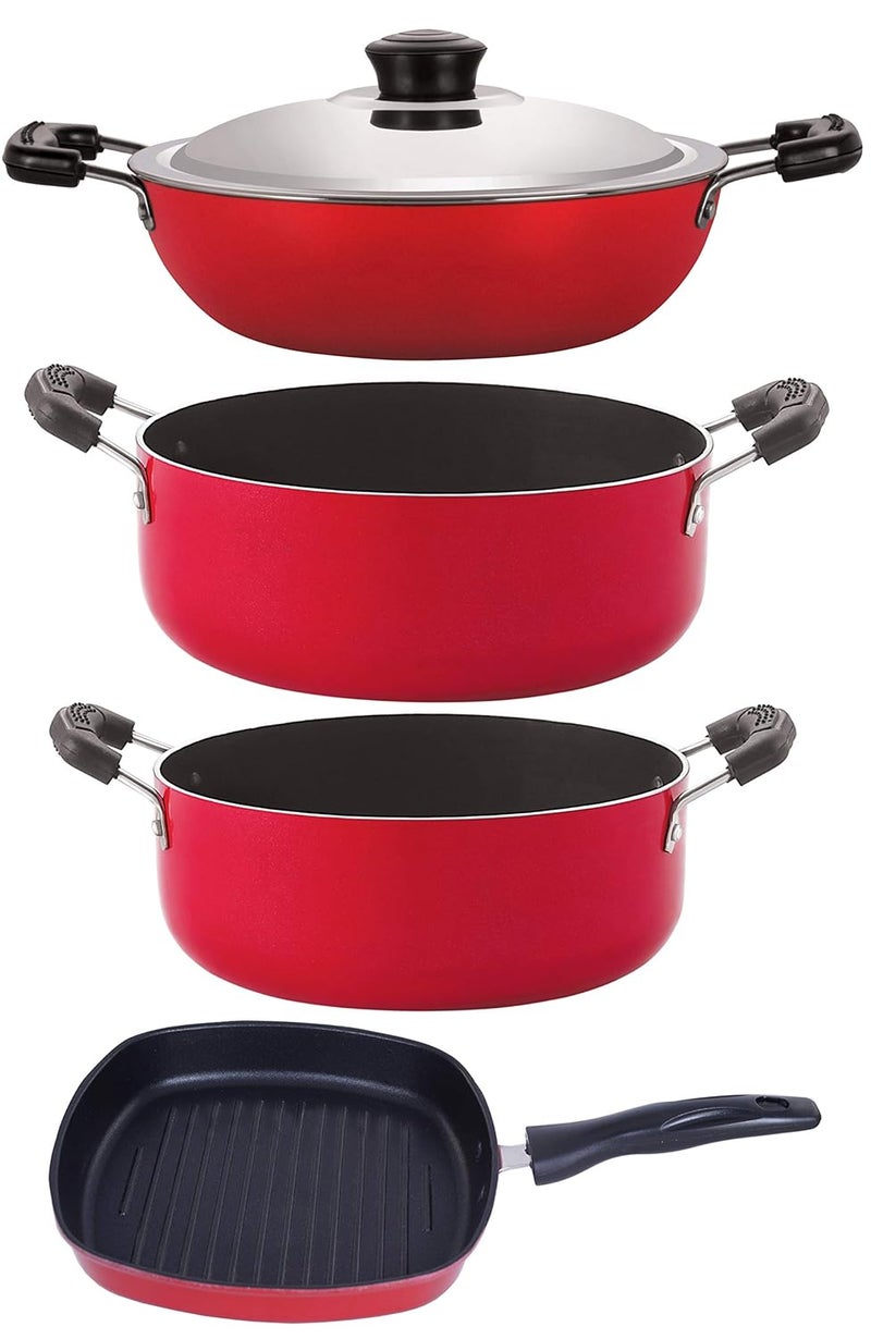 NIRLON Odor Free 3 Layer Non Stick Coating Cookware Gift Item Set with Bakelite Handle 4 PiecesDKDJ_CS26_GP245_CS24 - Image 1