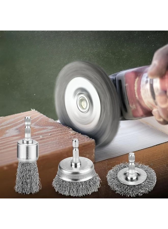 Long Model Steel Brush Hex Handle Rust Remover Wood Pole Electric Drill Grinding - Image 3