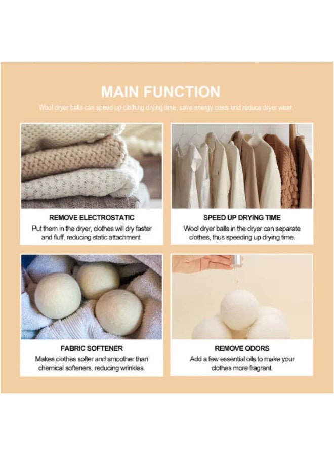 Natural Wool Dryer Balls for Laundry – Reusable Eco-Friendly Fabric Softener Alternative, Reduces Wrinkles & Drying Time - Image 4
