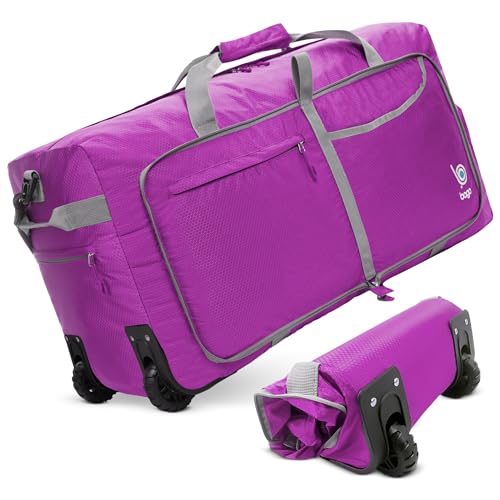 Bago Rolling Duffle Bag with Wheels - 30" 100L Foldable Weekender Bag, Waterproof Travel Duffel Bag, Heavy Duty lightWeight Duffle Bag for Traveling, Rolling Duffel Bag with Wheels (Purple2023) - Image 1