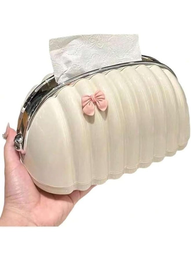 Generic Elegant Tissue Holder Clutch with Bow Design – Portable Luxury Tissue Case for Car, Bag & Bathroom – Stylish Tissue Organizer for Daily Use and Home Décor - Image 2