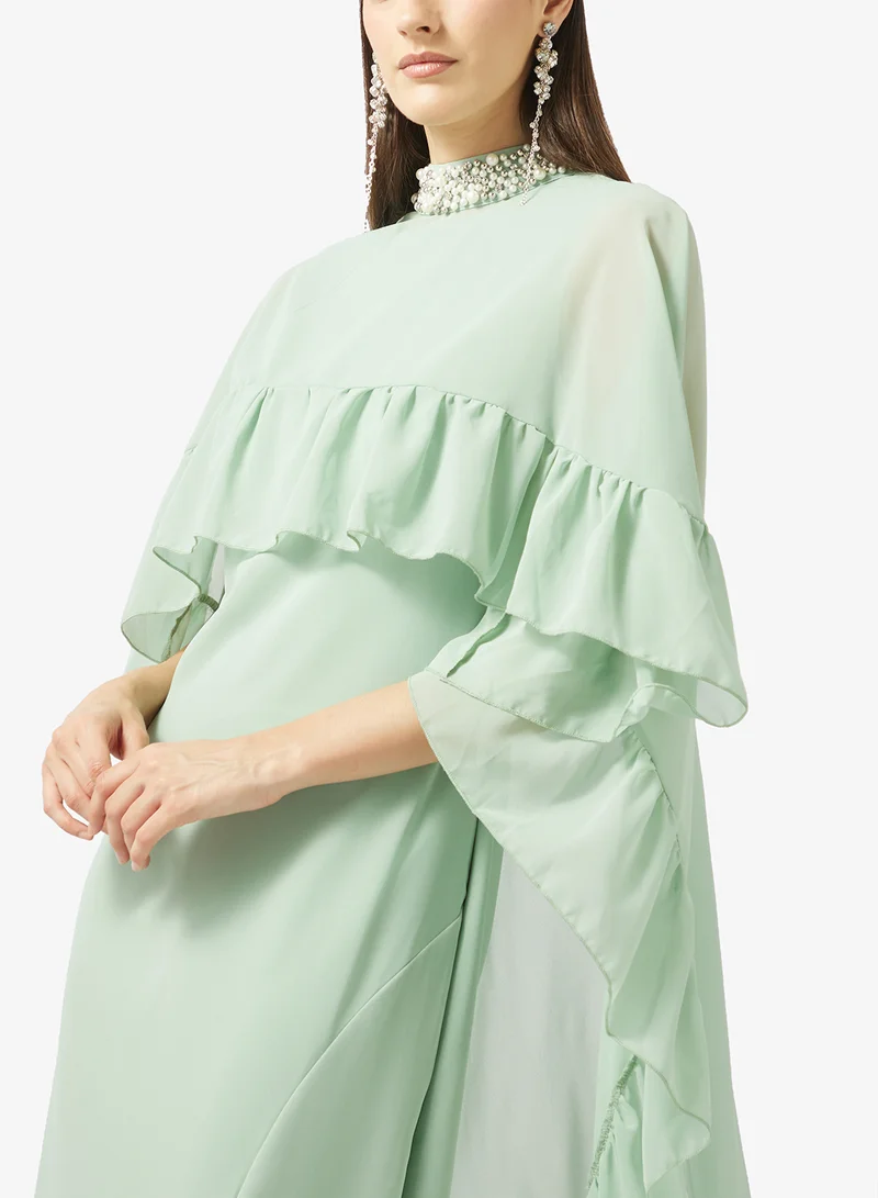 Khizana  Dress With Ruffled Cape Sleeves for Women | Best Price UAE