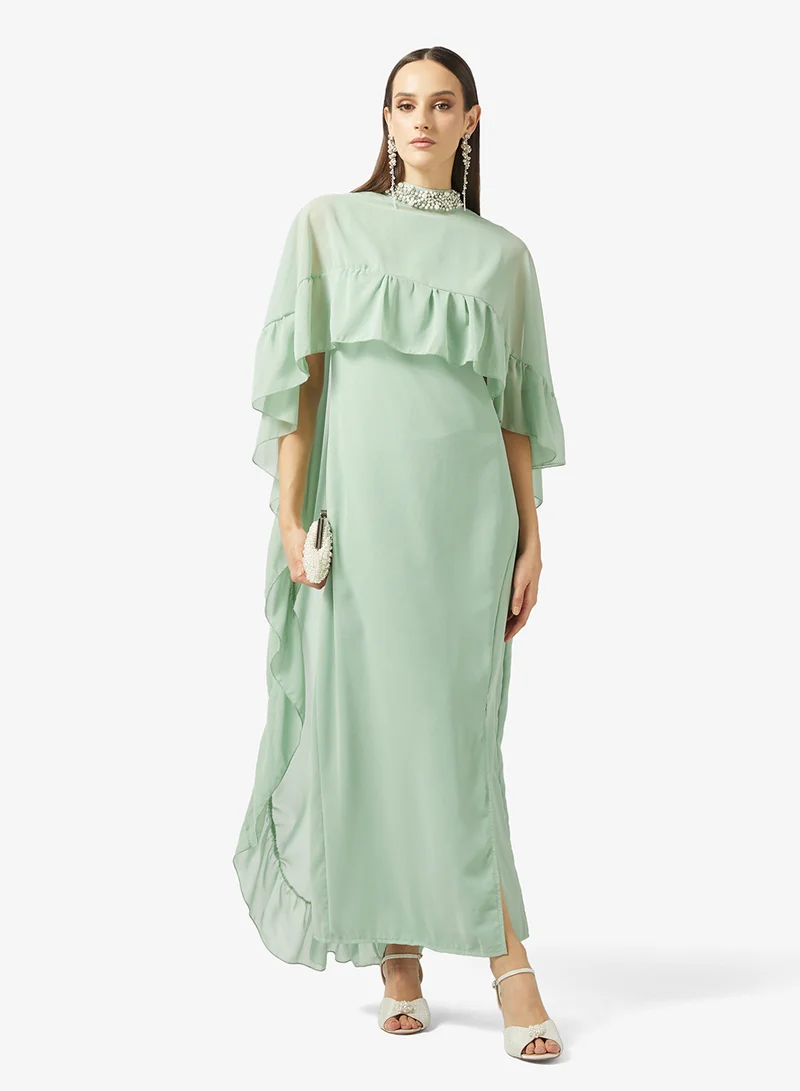 Khizana  Dress With Ruffled Cape Sleeves for Women | Best Price UAE