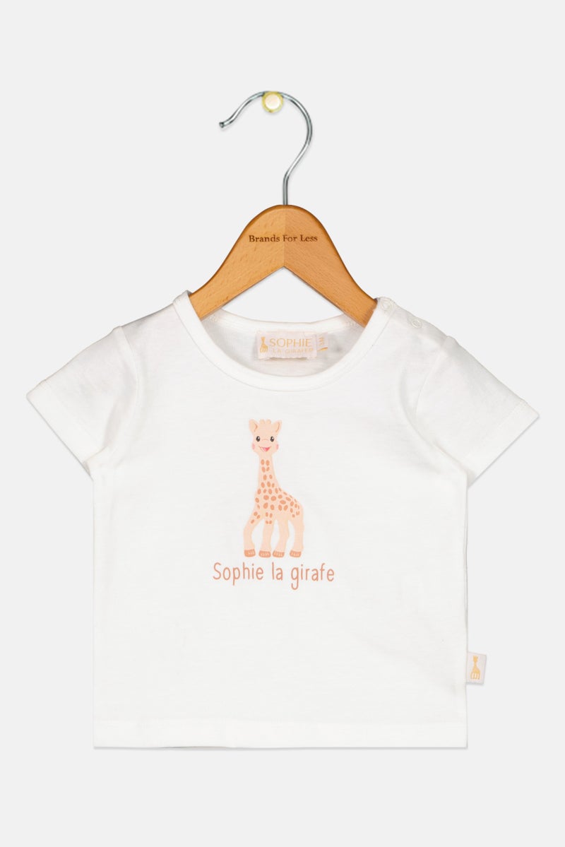 Sophie la girafe Toddlers Girl Brand Logo Short Sleeves T-Shirt, White - Image 1