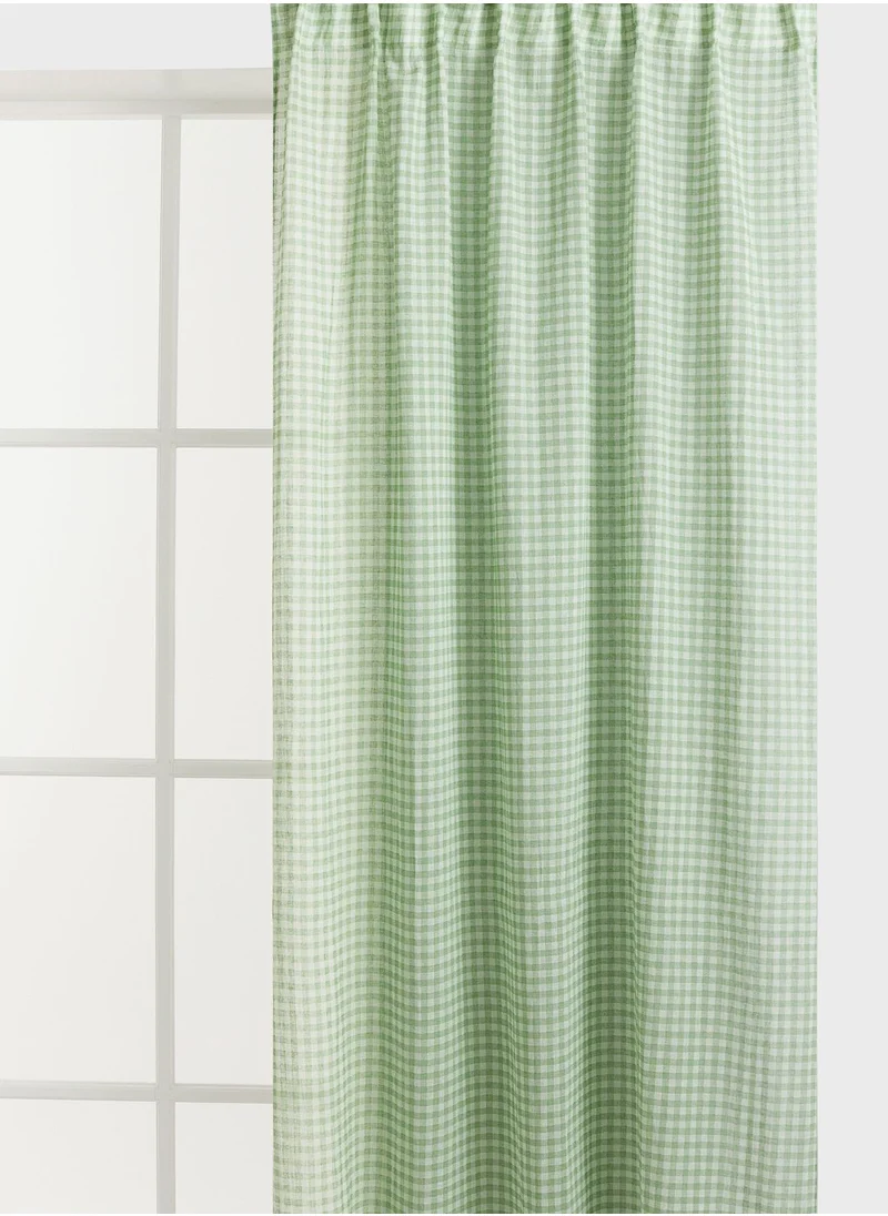H&M 2-Pack Checked Linen-Blend Curtain Lengths