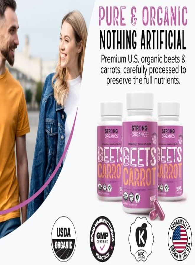 Strong Organics كبسولات عصير الشمندر والجزر من سترونج أورجانيكس - منتج أمريكي، عضوي، معصور على البارد لصحة العين والبشرة والقلب - نباتي، غير معدل وراثيًا، 120 كبسولة - Image 2