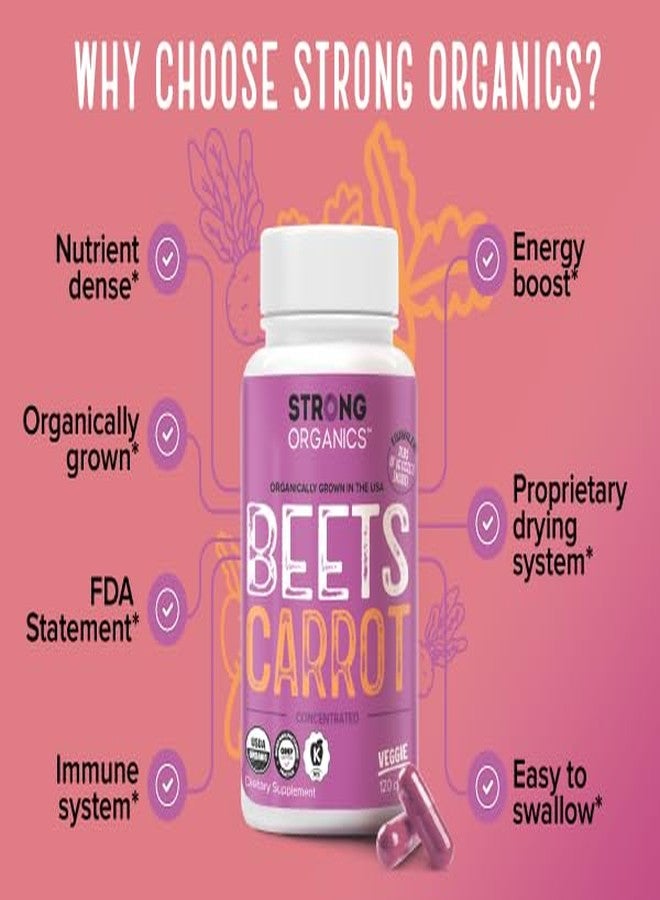 Strong Organics كبسولات عصير الشمندر والجزر من سترونج أورجانيكس - منتج أمريكي، عضوي، معصور على البارد لصحة العين والبشرة والقلب - نباتي، غير معدل وراثيًا، 120 كبسولة - Image 3