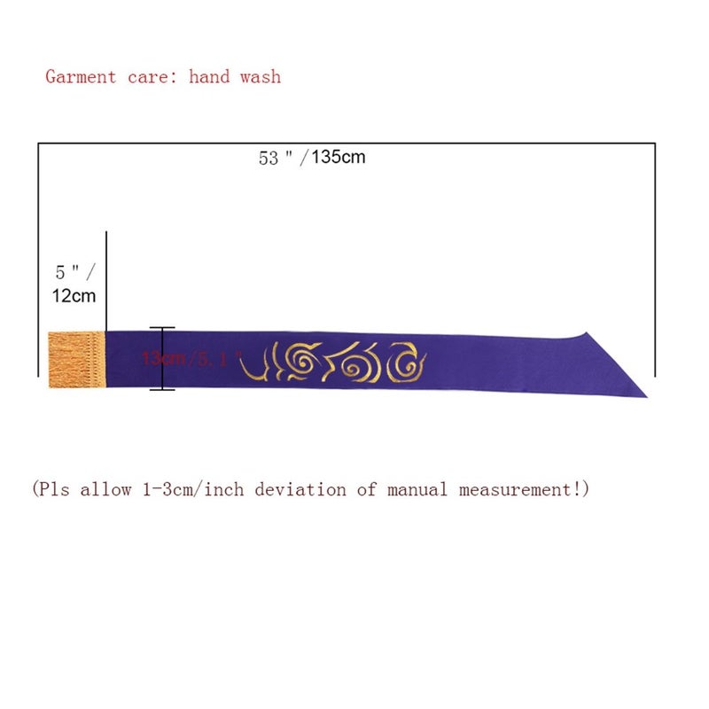 BLESSUME Purple Stole Chasuble Clergy Pastor Embroidery Stole - Image 2