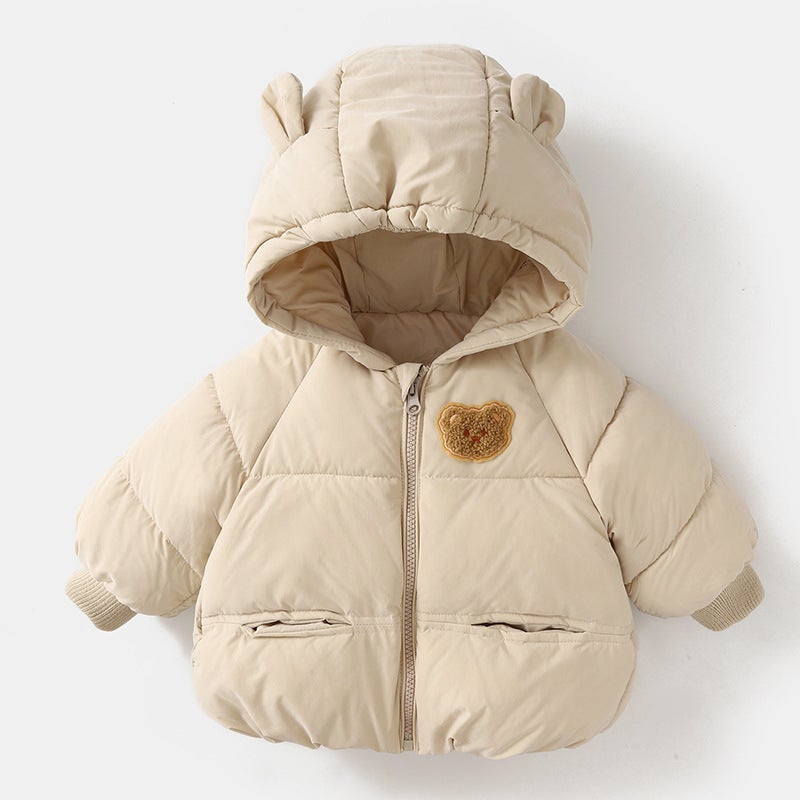 Baby clothes boys cotton-padded coat winter clothes winter baby girls cotton-padded coat warm western style Korean style Apricot