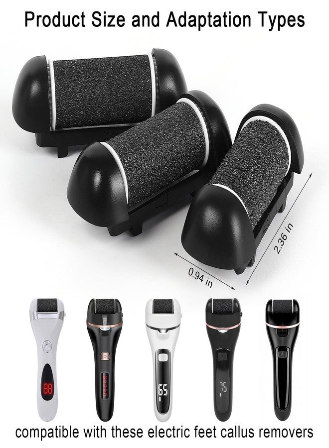 JOLYEAK 6pcs Replacement Roller Refill Heads for Electric Callus Remover,Feet Pedicure Kit Refill Rollers, 2 Extra Coarse, 2 Regular Coarse, 2 Fine Coarse Refill Rollers (Black) - Image 2
