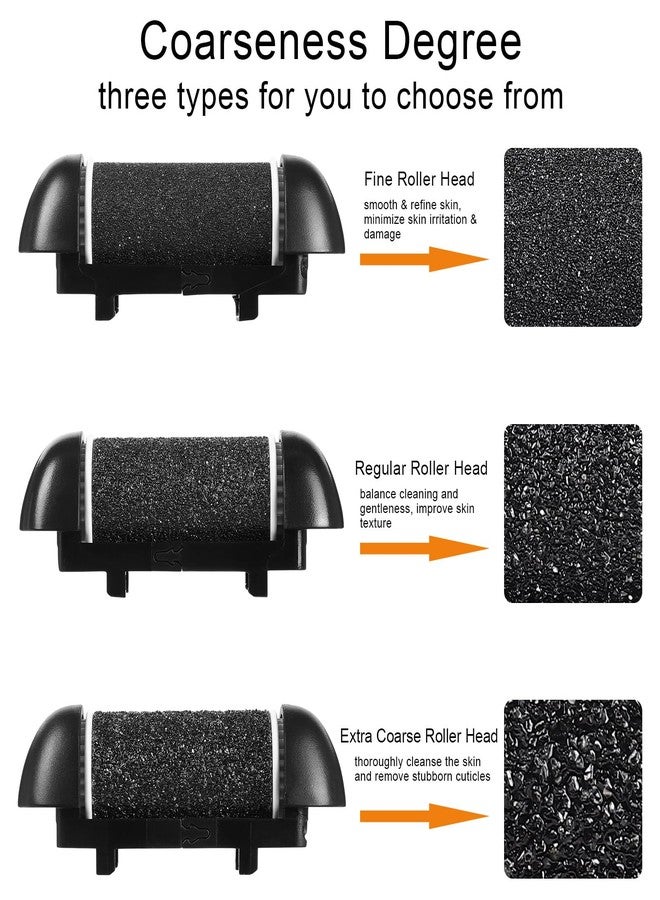 JOLYEAK 6pcs Replacement Roller Refill Heads for Electric Callus Remover,Feet Pedicure Kit Refill Rollers, 2 Extra Coarse, 2 Regular Coarse, 2 Fine Coarse Refill Rollers (Black) - Image 3
