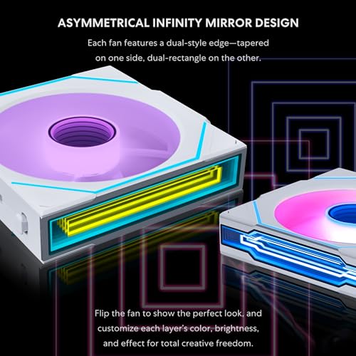LIAN LI مروحة Lian Li UNI Fan SL-Infinity Wireless - حزمة فردية 120 - تحكم إشارة لاسلكية 2.4 GHz - مروحة ARGB - مرآة لانهائية مزدوجة - ضوضاء منخفضة - وحدة تحكم غير مدرجة ومطلوبة - بيضاء (12SLIN1W1W) - Image 3