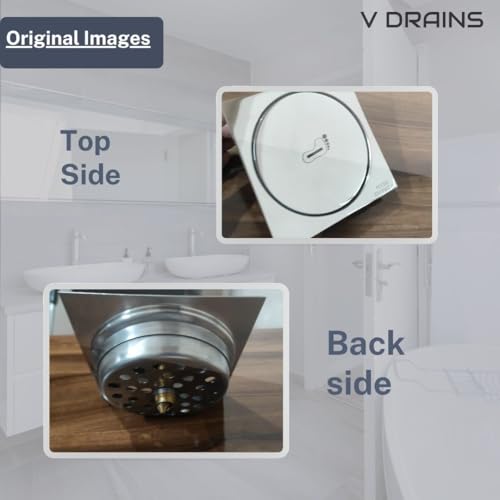 V DRAINS Stainless Steel Ss304 5X5 Inch Pop Up Floor Drain (125Mm X 125Mm) For Bathroom/Balcony/Roof/Terrace/Floor/Parking Anti Foul | Anti-Cockroach Finish: Glossy (Crome) - Image 5